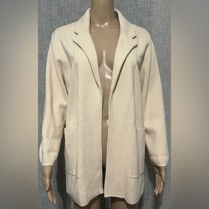 Quince Cardigan Women's 100% Organic Cotton Knit No buttons~MEDIUM ~in Ivory